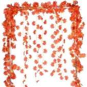 12 Adet Dekoratif Sonbahar Yapraklı Yapay Sarmaşık 230 Cm 1 Paket - 3