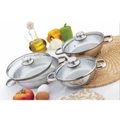Gülsan Omlet Set Paslanmaz Çelik 6 Parça Cam Kapak - 1
