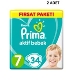 Prima Pampers Bebek Bezi Aktif Bebek 7 Beden 34 Adet Fırsat Paketi - 2