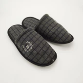 Haki Renk Kare Desenli Erkek Terlik - 1