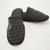 Haki Renk Kare Desenli Erkek Terlik - 3