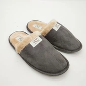 Gri Renk Şık Tasarımlı Tüylü Model Erkek Terlik - 9