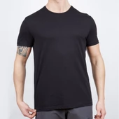 Erkek Tişört - Pamuklu Spor Tişört - Basic - Siyah (600400) - 1