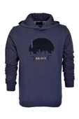 Erkek Kapüşonlu Baskılı Basic Sweatshirt R2219 BGL-ST03193 thumbnail 4