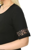 Melsay Butik Dantel Detaylı Siyah Kadın Büyük Beden Midi Elbise thumbnail 6