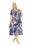 Melsay Butik Mavi Batik Kuplu Cepli Kısa Kol Kadın Midi Elbise - 3