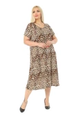 Melsay Butik Küçük Leopar Desen Cepli Kısa Kol Kadın Midi Elbise thumbnail 4