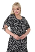 Melsay Butik Zigzag Çizgili Bağlamalı Kısa Kollu Kadın Midi Elbise - 5