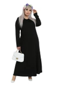 Melsay Butik Desensiz Kollu Kadın Uzun Siyah Tesettür Elbise - 6