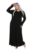 Melsay Butik Desensiz Kollu Kadın Uzun Siyah Tesettür Elbise - 2