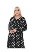 Melsay Butik Küçük Puanlı Kadın Uzun Siyah Tesettür Elbise - 6