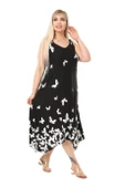 Melsay Butik Kelebek Desen Askılı V Yaka Uzun Elbise - 3