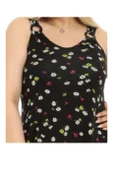 Melsay Butik Siyah Papatya Desen Askılı V Yaka Uzun Elbise thumbnail 4