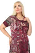 Melsay Butik Bordo Etnik Desen Kısa Kollu Büyük Beden Midi Elbise thumbnail 6