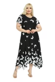 Melsay Butik Kelebek Desen Asimetrik Kısa Kollu Uzun Elbise thumbnail 4