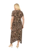 Melsay Butik Büyük Leopar Desen Asimetrik Kısa Kollu Uzun Elbise thumbnail 5