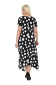 Melsay Butik Büyük Puanlı Asimetrik Kısa Kollu Uzun Elbise thumbnail 6