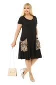 Melsay Butik Balon Cepli Leopar Desen Kısa Kollu Midi Elbise thumbnail 2