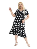 Melsay Butik Büyük Puanlı Kuplu Cepli Kısa Kollu Kadın Midi Elbise thumbnail 4