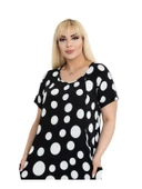 Melsay Butik Büyük Puanlı Kuplu Cepli Kısa Kollu Kadın Midi Elbise thumbnail 6