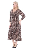 Melsay Butik Kruvaze Yaka Leopar Desen Anvelop Midi Elbise thumbnail 6