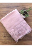 Ahmella Fransız Güpürlü Pudra Kadife Havlu 50&90 thumbnail 1