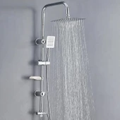 Robot Tepe Duş Seti Takımı Shower Yağmurlama Kare Banyo Masaj Duş Başlığı Sistemi Krom - 8