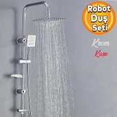 Robot Tepe Duş Seti Takımı Shower Yağmurlama Kare Banyo Masaj Duş Başlığı Sistemi Krom - 1