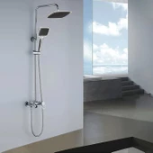 Robot Tepe Duş Seti Takımı Shower Yağmurlama Kare Banyo Masaj Duş Başlığı Sistemi Siyah Krom thumbnail 6