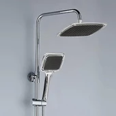 Robot Tepe Duş Seti Takımı Shower Yağmurlama Kare Banyo Masaj Duş Başlığı Sistemi Siyah Krom thumbnail 5