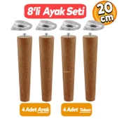 Ünite Konsol Puf Tabure Ahşap Mobilya Ayağı M8 Civata 20 Cm Ayakları Bağlantı Aparatı 8'li Set thumbnail 1