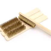 Metal Tel Fırça Ahşap Saplı Parlatıcı Pas Sökücü Temizleyici Fırça - 8