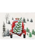 Kırmızı Truck ve Çamlar Desenli Amerikan Servisi Dikdörtgen 35 x 50 cm - 1
