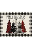 Merry Christmas Ekoseli Çamlar Desenli Amerikan Servisi Dikdörtgen 35 x 50 cm - 1