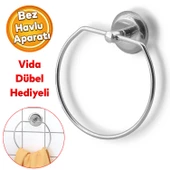 Vidalı Bez Havluluk Aparatı Lavabo Banyo Mutfak Bez Havlu Askısı Krom Paslanmaz Metal thumbnail 1
