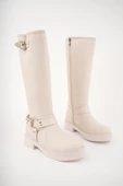 Muggo GİSELE Garantili Fermuarlı Kemer Detaylı Kadın Kışlık Çizme - 2