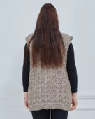 Kadın Kırçıllı Kazayağı Model Kalın Kışlık Örgü Cepli Triko Anne Yelek - 6