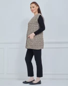 Kadın Kırçıllı Kazayağı Model Kalın Kışlık Örgü Cepli Triko Anne Yelek - 5
