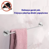Yapışkanlı Lavabo Banyo Mutfak Metal Krom Bez Havluluk Bez Havlu Standı Askısı Paslanmaz 42 cm thumbnail 3