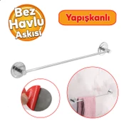 Yapışkanlı Lavabo Banyo Mutfak Metal Krom Bez Havluluk Bez Havlu Standı Askısı Paslanmaz 42 cm thumbnail 1