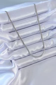 MuI MuI 316L Çelik Gümüş Renk İnce İtalyan Zincir Model 60 cm Kadın Kolye - 2