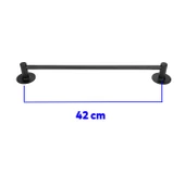 Vidalı Askılık Sağlam Askı Metal Siyah Bez Havlu Asma Askısı Aparatı 42 cm Banyo Lavabo thumbnail 2