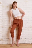 Beli İpli Salaş Gabardin Pantolon Kiremit - 2