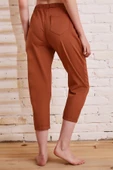 Beli İpli Salaş Gabardin Pantolon Kiremit - 6