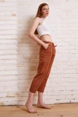 Beli İpli Salaş Gabardin Pantolon Kiremit - 3