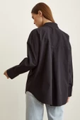 Taş Detaylı Poplin Gömlek Siyah thumbnail 4