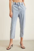 Beli Lastikli Mom Jean Buz Mavisi - 4