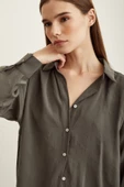 Basic Modal Gömlek Haki thumbnail 5