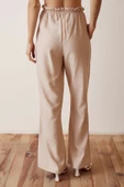 Beli Lastikli Biyeli Yüksek Bel Pantolon Bej thumbnail 6