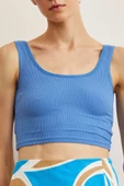 Askılı Crop Bluz Mavi - 5